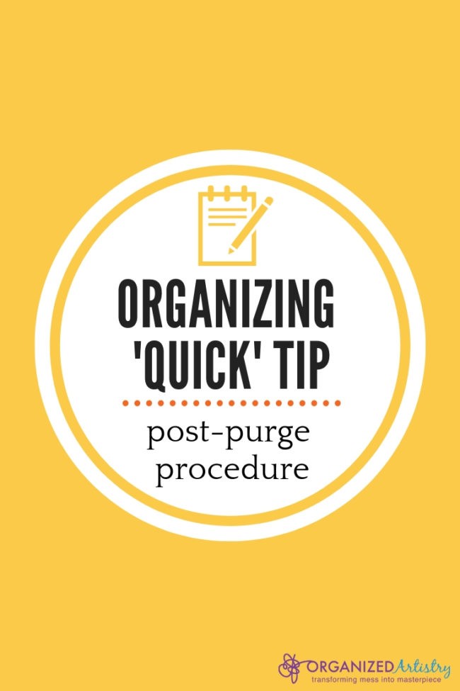 After getting organized do you find yourself surrounded by post-purge garbage bags? This organizing 'quick tip' will help move you forward. | organizedartistry.com #trashbags #garbagebags #howtoorganize