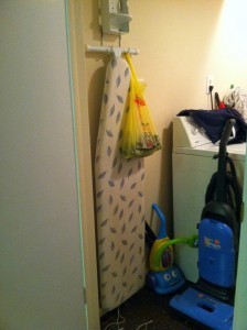 Organizing MY Home: A Two-Foot Wide Mudroom | Organizedartistry.com. See how my husband and I took 24" off our laundry room to create a space for coats, shoes, and backpacks... #smallspaces