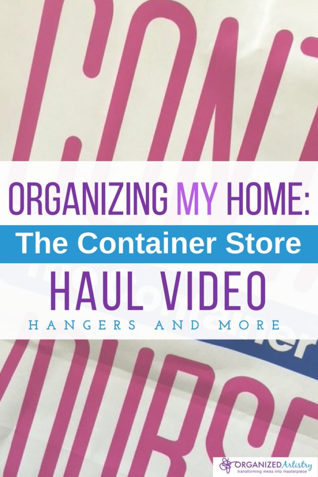 What organizing products are in my bag? Pin and watch to find out! Organize MY Home Container Store Haul Video--Hangers and More | organizedartistry.com
