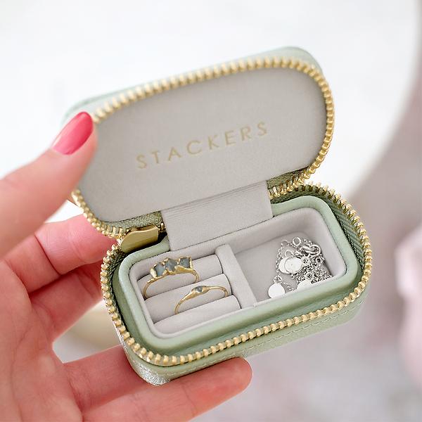 Stackers Petite Travel Jewelry Box | I 'Heart' Container Store Stocking Stuffers: 2023 Edition | organizedartistry.com | #containerstore #containerstoreideas #containerstoreorganization
